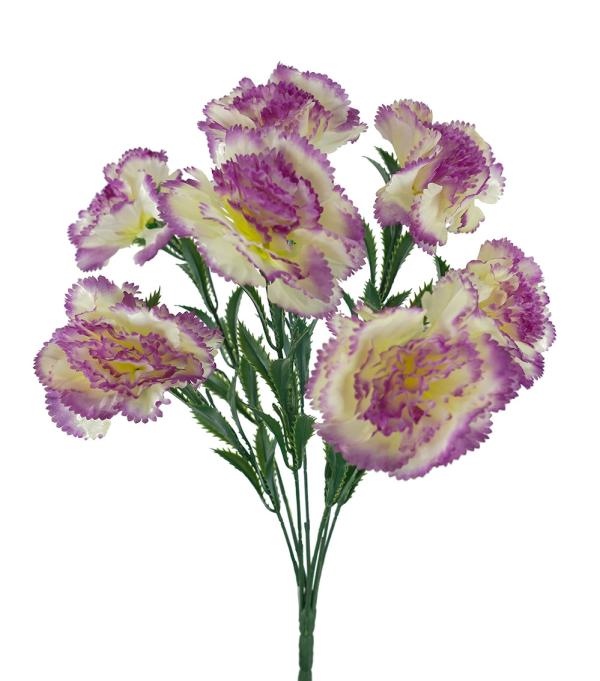 Artificial Carnations |  Artificial Carnation Bush Purple Edge 42Cm Artificial Carnations Artificial Carnations