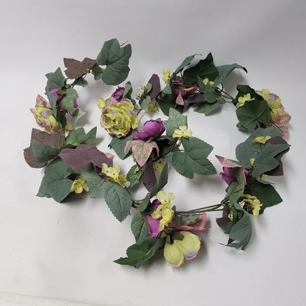 Artificial Garlands |  Mixed Rose Garland Lavender Lime 180Cm Artificial Garlands Artificial Garlands