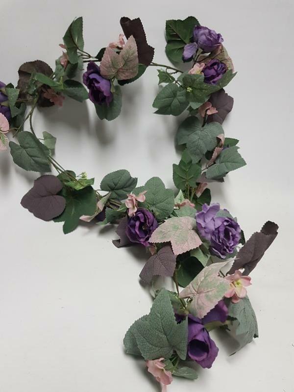 Artificial Garlands |  Mixed Rose Garland Purple 180Cm Artificial Garlands Artificial Garlands