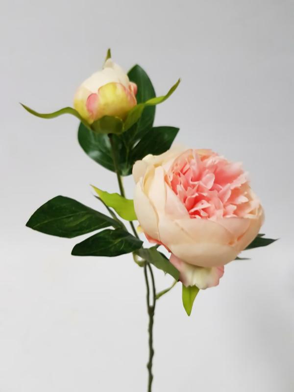 Artificial Peonies |  Faux Peony Spray Peach Pink 43Cm Artificial Flowers Artificial Peonies