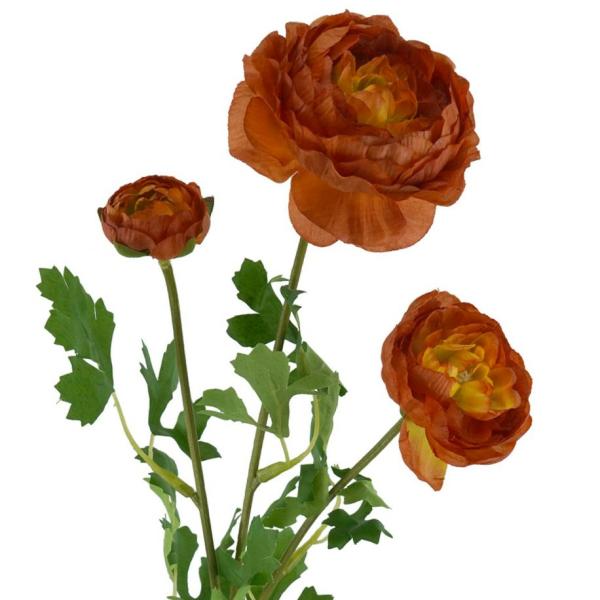 Artificial Ranunculus |  Artificial Ranunculus 3H Burnt Orange 61Cm Artificial Flowers Artificial Ranunculus