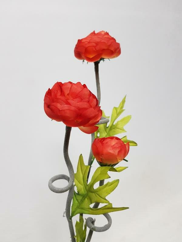 Artificial Ranunculus |  Artificial Ranunculus Spray Blood Orange 57Cm Artificial Flowers Artificial Ranunculus