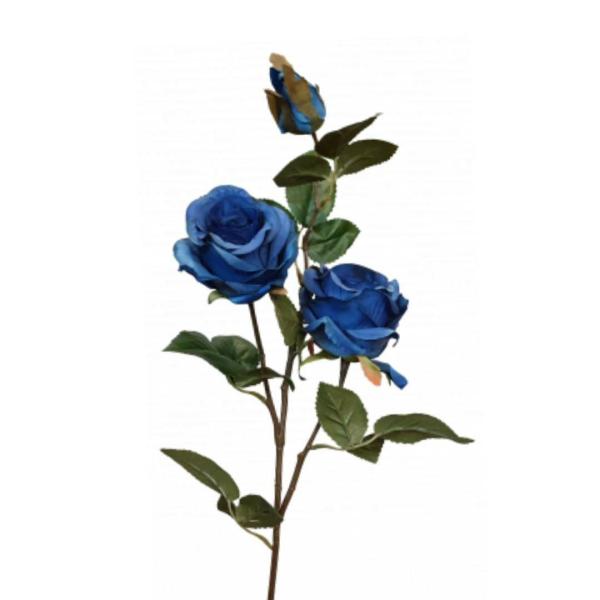 Artificial Roses |  Artificial Rose Stem 3 Heads Blue Artificial Flowers Artificial Roses