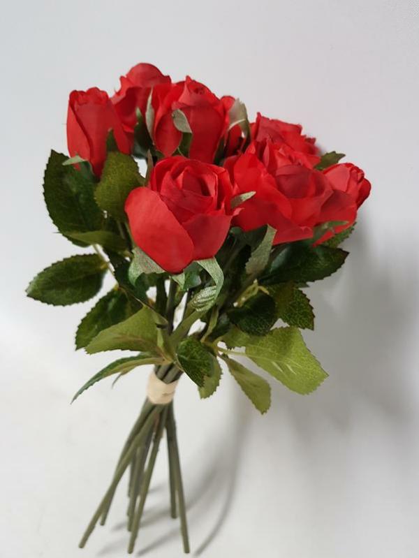 Artificial Roses |  Artificial Rosebud Bundle Red X 9 Artificial Flowers Artificial Roses