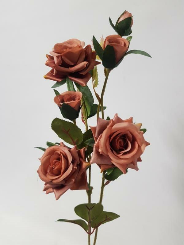 Artificial Roses |  Mini Rose Spray Eden Dusty Brown 67Cm Artificial Flowers Artificial Roses