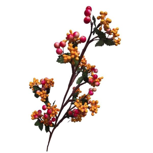 Berries |  Artificial Berry Stem Pink Yellow 53Cm Artificial Flowers Berries