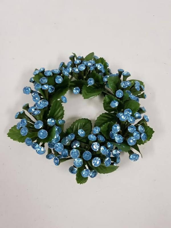 Floral Wreaths |  Jeweled Mini Wreath 15Cm Blue Floral Craft Floral Wreaths