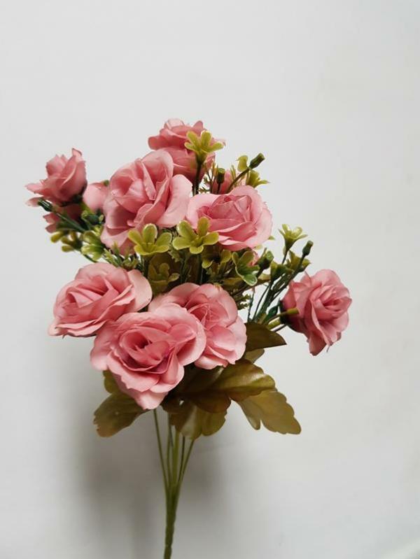 Flower Bunches |  Artificial Mini Rose Bunch Dusty Pink Artificial Flowers Flower Bunches