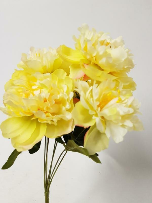 Flower Bunches |  Artificial Peony Bush Lemon 50Cm Artificial Flowers Artificial Peonies