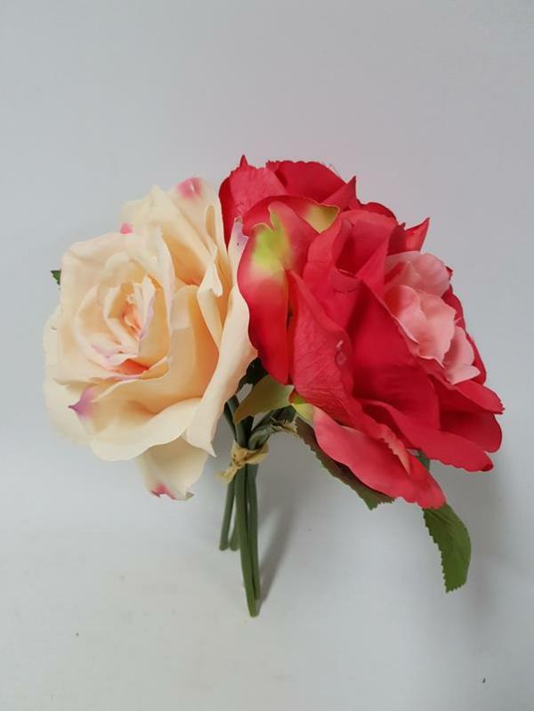 Flower Bunches |  Artificial Rose Trio Bunch Red Artificial Flowers Artificial Roses