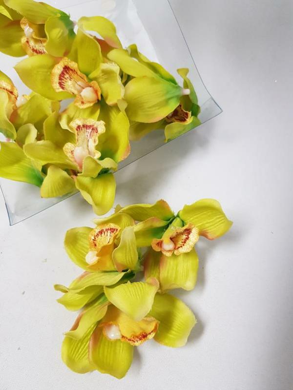 Flower Heads |  Cymbidium Orchid Heads Green Artificial Flowers Flower Heads