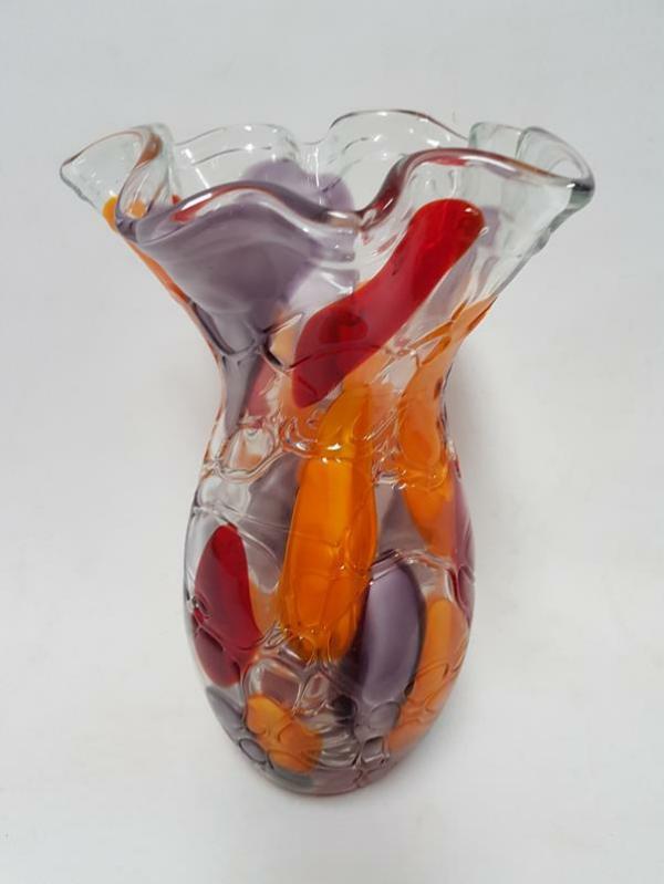 Glass Vases |  Retro Vase Multi Coloured Glass 30Cm Glass Vases Glass Vases