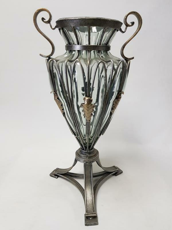 Glass Vases |  Tall Ornate Glass Metal Vase 57Cm Glass Vases Glass Vases