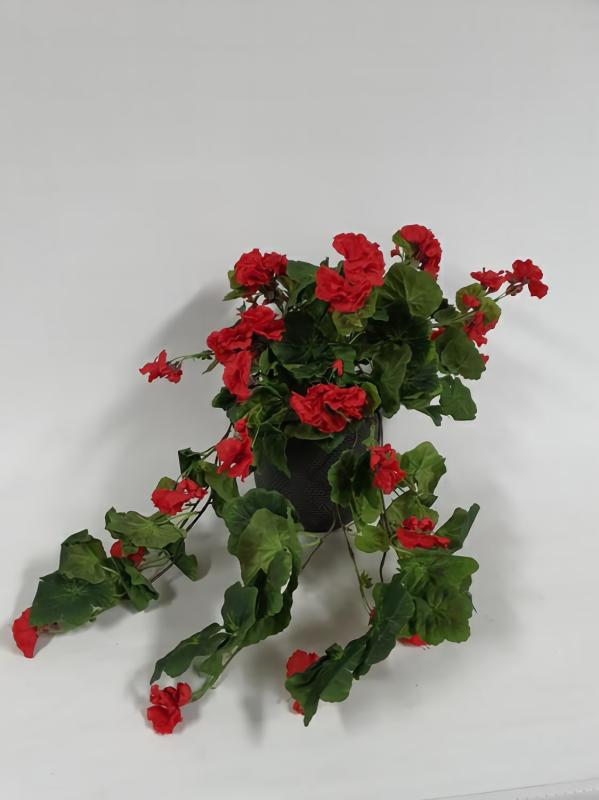 Hanging Greenery |  Red Geranium Hanging Bush Artificial Greenery Hanging Greenery