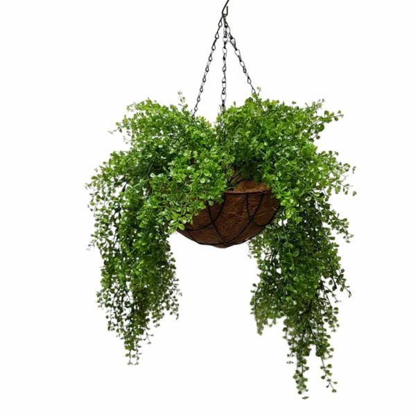 Hanging Plants And Baskets |  Artificial Button Plant In Rattan Hanging Basket Artificial Plants Hanging Plants And Baskets