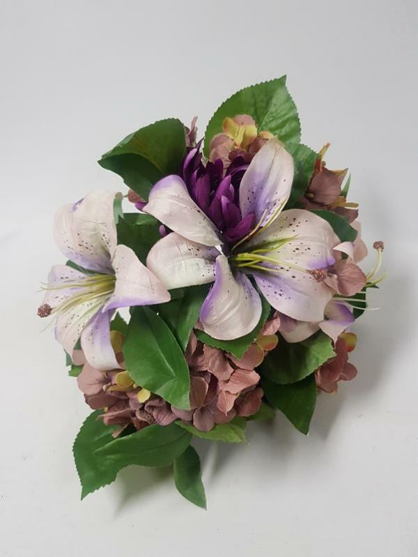 Lily Stems |  Mixed Hydrangea Lily Bush Purple 30Cm Artificial Flowers Artificial Hydrangeas