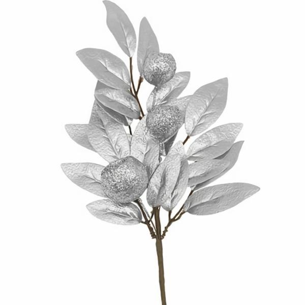 Metallic Bling & Sparkle |  Artificial Gumnut Leaf Rose Silver 30Cm Artificial Flowers Metallic Bling & Sparkle