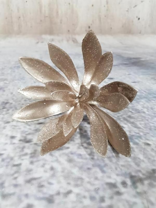 Metallic Bling & Sparkle |  Gold Christmas Echiveria Succulent 20Cm Artificial Flowers Metallic Bling & Sparkle