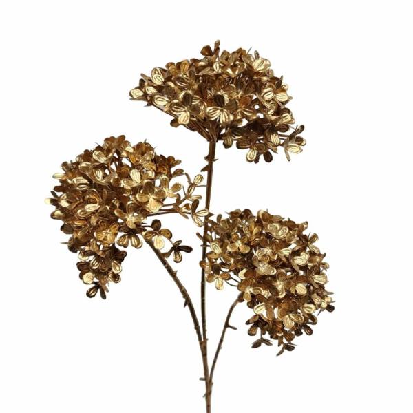 Metallic Bling & Sparkle |  Golden Hydrangea Spray 67Cm Artificial Flowers Artificial Hydrangeas