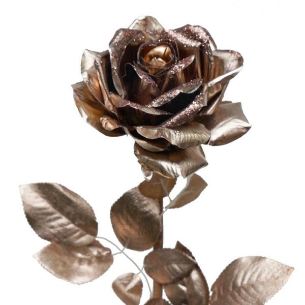 Metallic Bling & Sparkle |  Metallic Golden Rose Stem 75Cm Artificial Flowers Metallic Bling & Sparkle