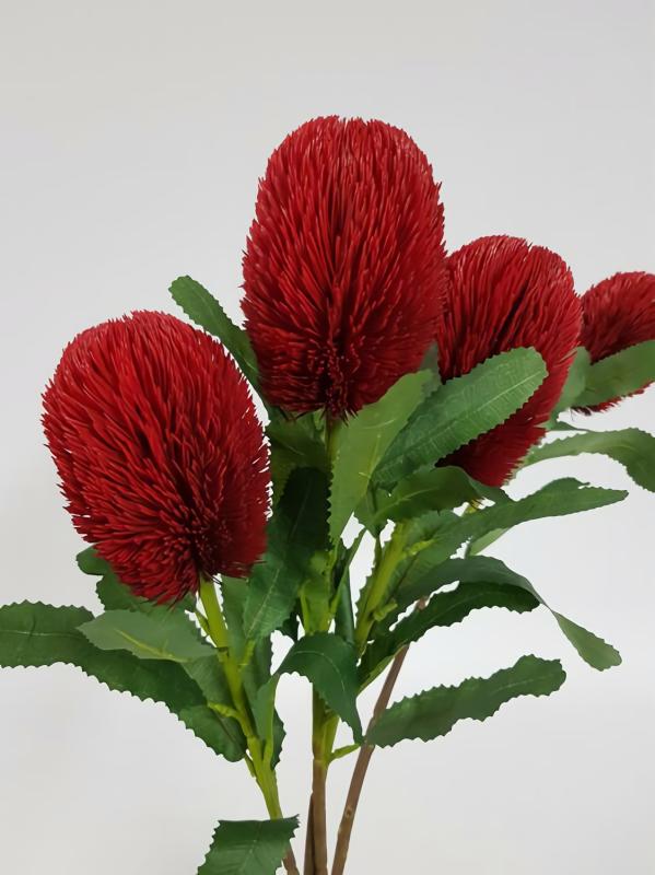 Native Flowers |  Banksia Stem 65Cm Red Artificial Flowers Native Flowers