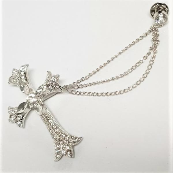 Rhinestone Brooches |  Rhinestone Cross Brooch Silver – Style 14 Embellishments Rhinestone Brooches