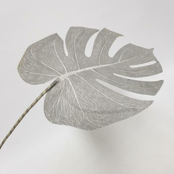 Single Leaf |  Grey Monstera Leaf 64Cm Artificial Greenery Coloured Foliage