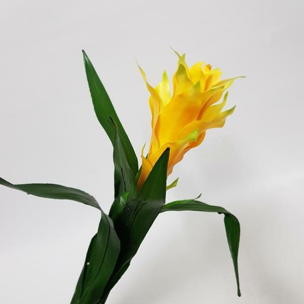 Tropical Flowers |  Artificial Bromeliad Bush Yellow 52Cm Artificial Flowers Tropical Flowers