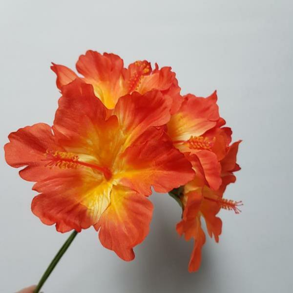 Tropical Flowers |  Artificial Hibiscus Bunch Orange Artificial Flowers Flower Bunches