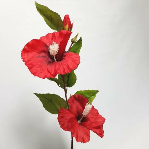 Tropical Flowers |  Artificial Hibiscus Spray Red 75Cm Artificial Flowers Tropical Flowers