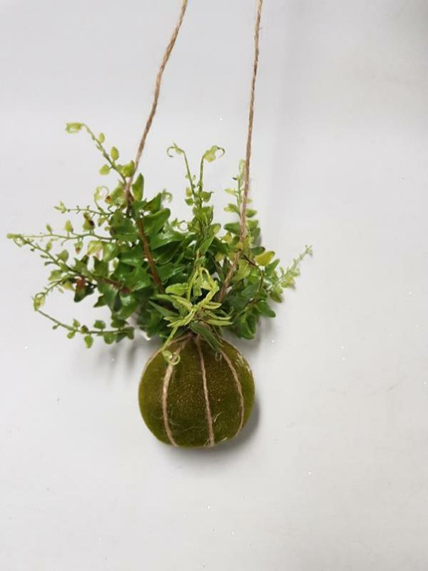 Twigs Vines And Moss |  Hanging Moss Ball With Fern Artificial Greenery Ferns