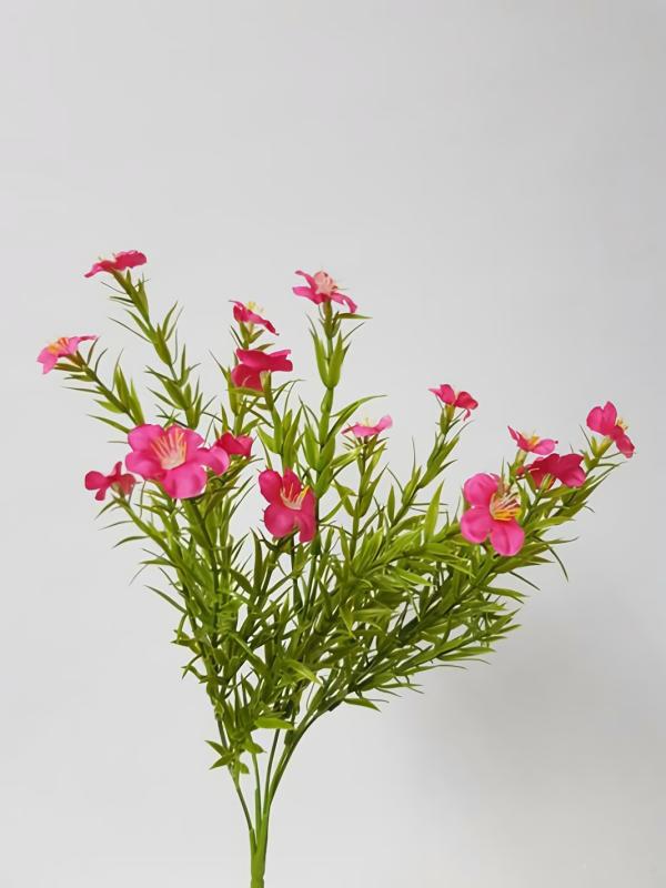 Wild Flowers |  Artificial Wax Flower Bush Pink 35Cm Artificial Flowers Flower Bunches