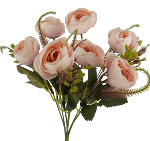 Flower Bunches |  Artificial Ranunculus Bush Peach 31Cm Artificial Flowers Flower Bunches