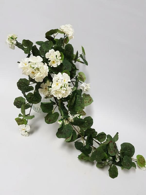 Hanging Greenery |  White Geranium Hanging Bush Artificial Greenery Hanging Greenery