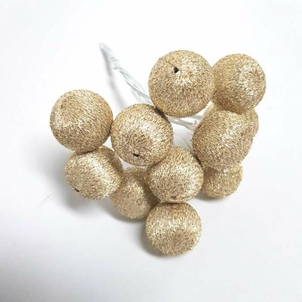 Metallic Bling & Sparkle |  Christmas Balls Bunch Glitter Gold X 12 Artificial Flowers Metallic Bling & Sparkle